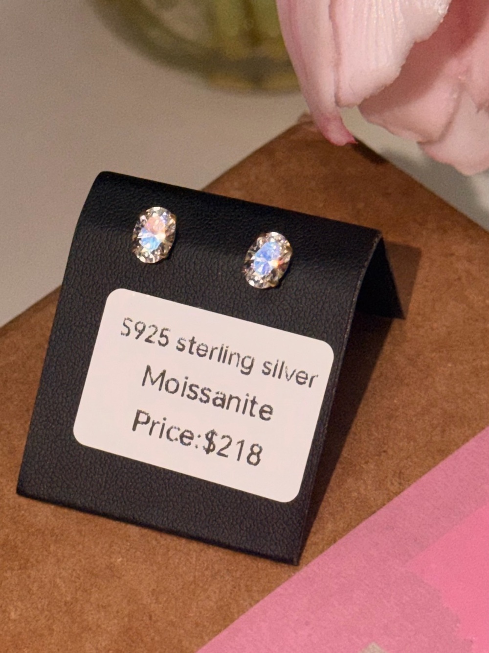 New Gold over S925 Sterling Silver, 1 Carat Oval Moissanite Stud Earrings